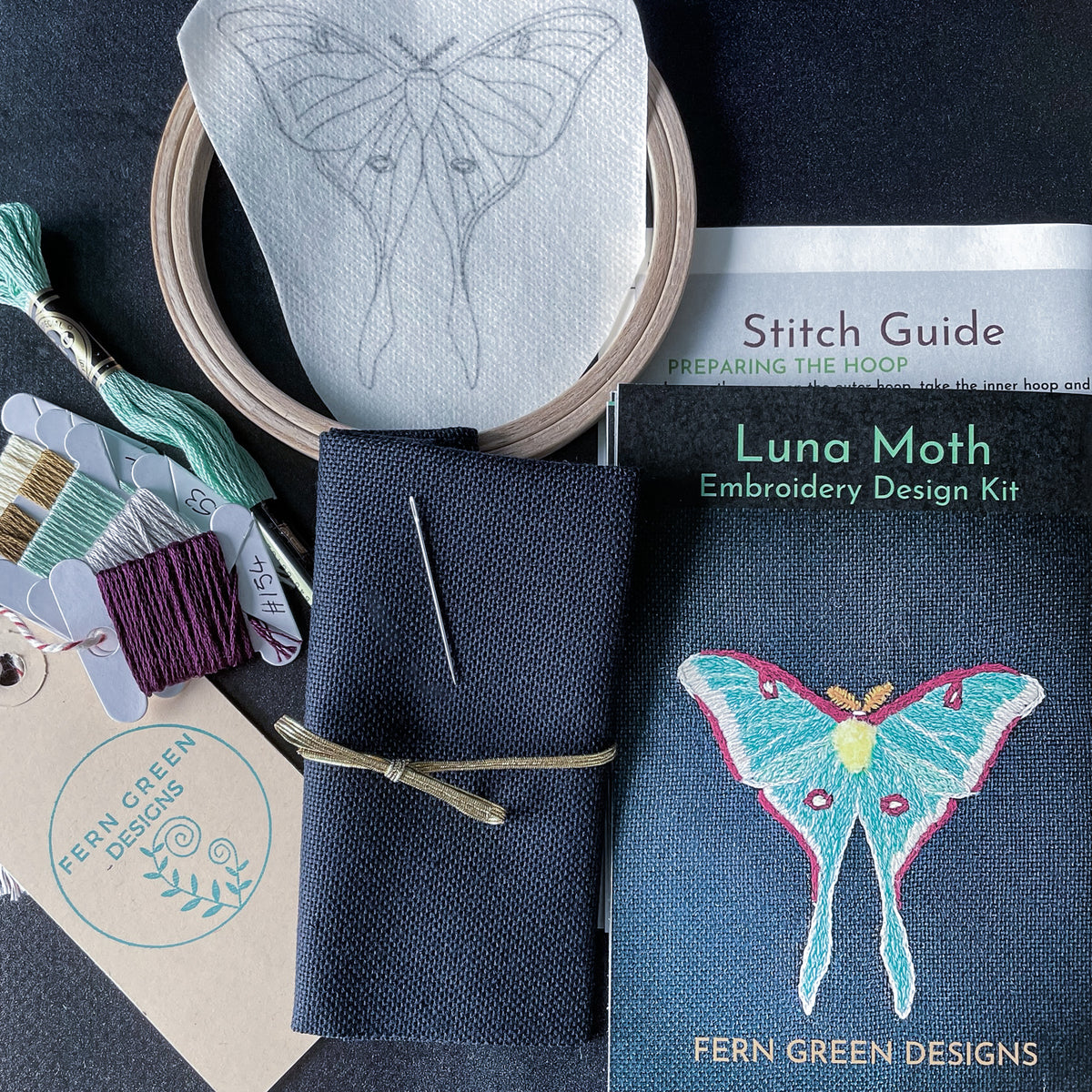 Luna Moth' Mini Embroidery Kit