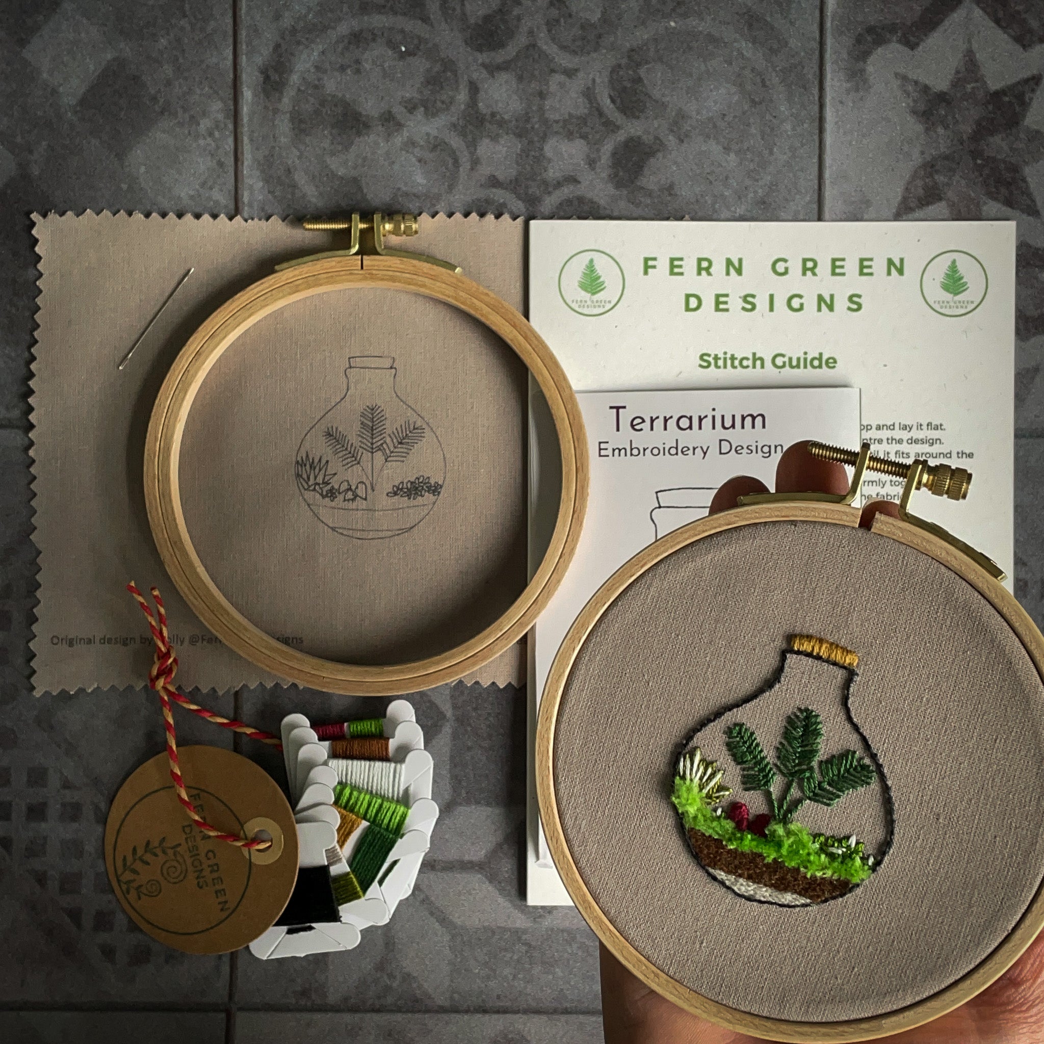 Terrarium' Mini Embroidery Kit – Fern Green Designs